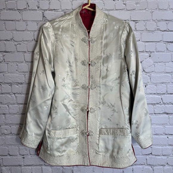 VTG PEONY BRAND Shanghai China Silk Jacket Blazer Asian Kimono Reversible Sz MED - Picture 10 of 14